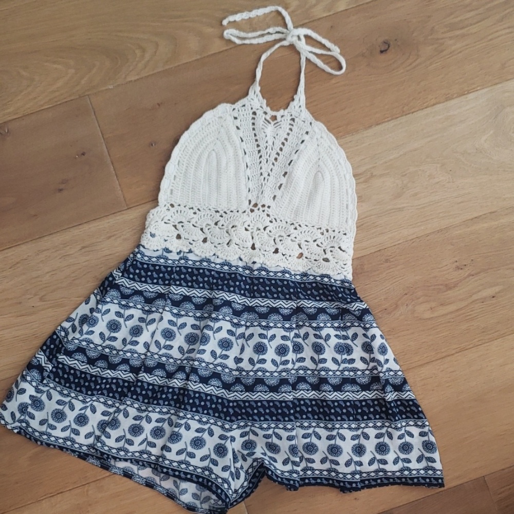 M - Blue Paisley L’atiste Romper - Picture 1 of 9